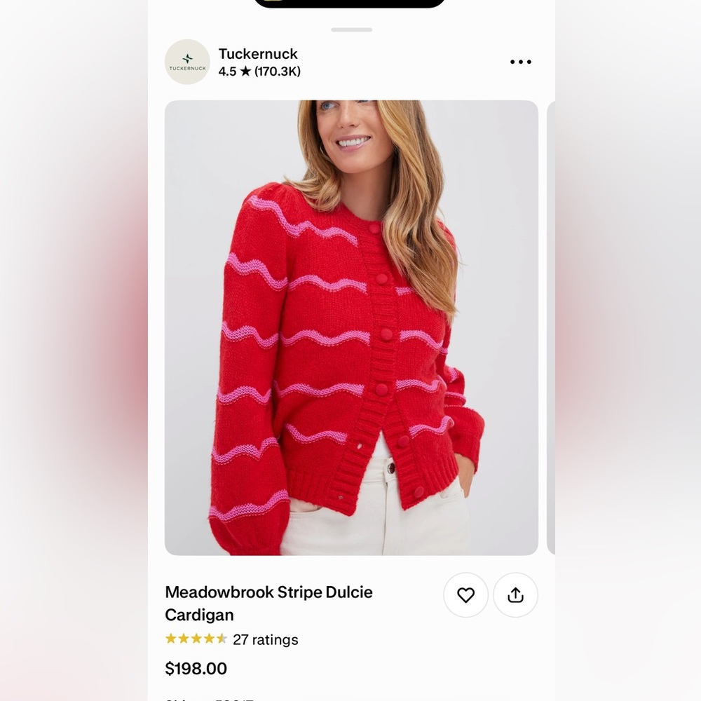 NWT Never Worn Tuckernuck Red and Pink Cardigan Sweater
